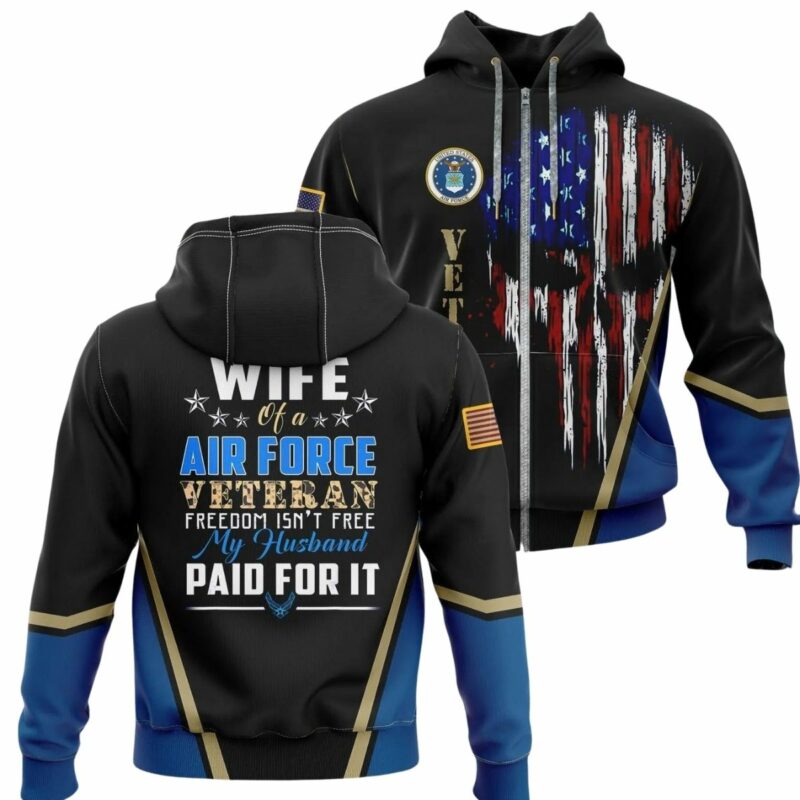 Proud Us Air Force Wife Of A Air Force Veteran All Over Print Hoodie