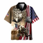 Proud US Flag Proud Army Wife Hawaiian Shirt Front