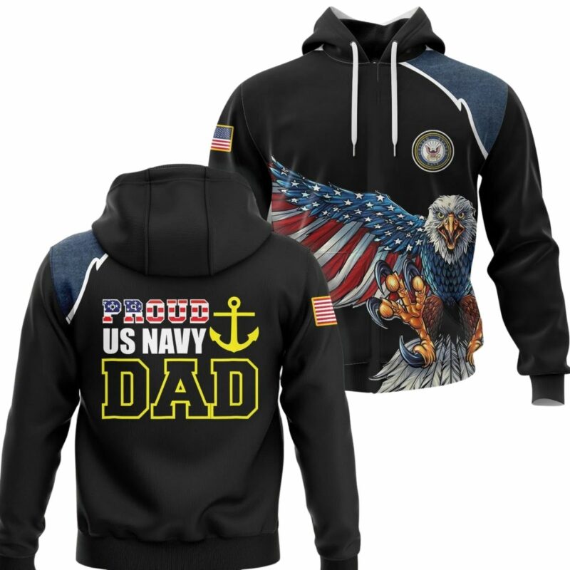 Proud Us Navy Dad Navy Family Military Dad All Over Print Hoodie