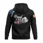 Proud US Navy Dad With American Flag Military Veteran Navy All Over Print Hoodie Back