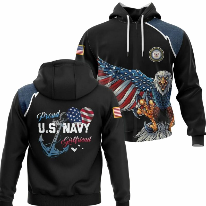 Proud Us Navy Girlfriend Flag Eagle All Over Print Hoodie