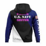 Proud US Navy Sister Blue Black And White Pattern All Over Print Hoodie Back