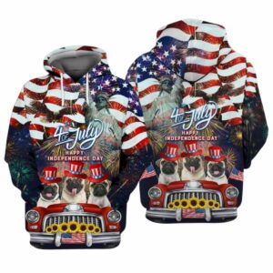 Pug American 4Th Of July Happy Independence Day All Over Print Hoodie