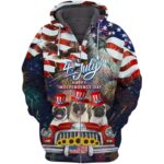 Pug American 4Th Of July Happy Independence Day All Over Print Hoodie Front