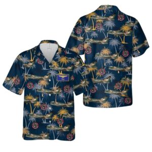 Ray US Air Force A 7D Of 353rd TFS Squadron Coconut Tree Pattern Hawaiian Shirt