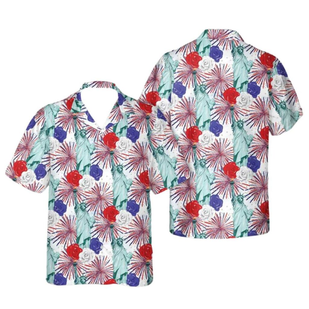 Red White And Blue, 4Th Of July Statue Of Liberty Hawaiian Shirt