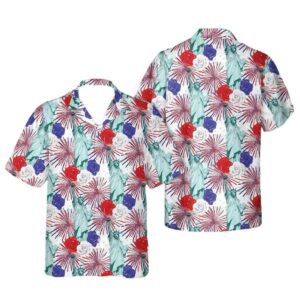 Red White And Blue, 4th Of July Statue Of Liberty Hawaiian Shirt