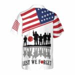 Remember Lest We Forget Veteran Memorial Day Hawaiian Shirt Back