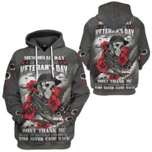 Skull Memorable Day Is For Them, Veteran;s Day Is For Me All Over Print Hoodie