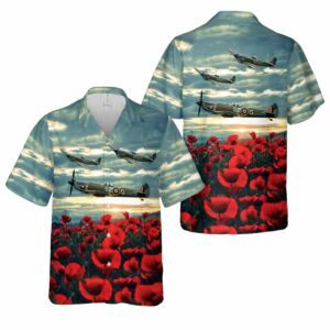 Spitfire red poppy Memorial Day Lest we forget Hawaiian Shirt