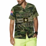 The US Army Veteran Camo Pattern Hawaiian Shirt Front 1