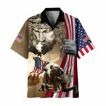 To Die For You Jesus Christ and The American Veteran Hawaiian Shirt Front