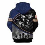 United States Veterans Day Military Inspired Patriotic Blue And Black Pattern All Over Print Hoodie Back