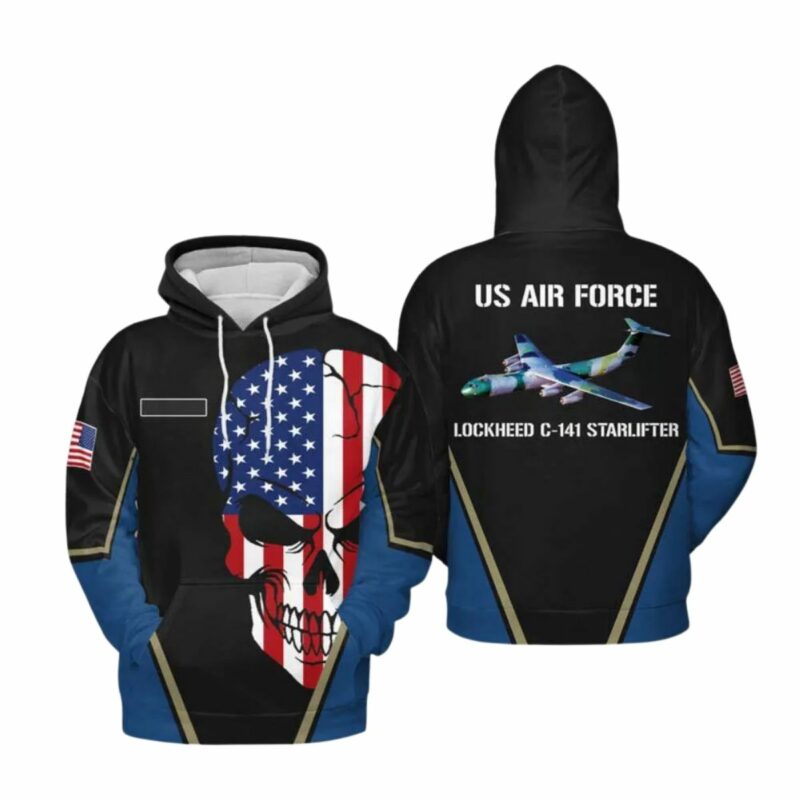 Us Air Force Lockheed C 141 Starlifter Flag Skull Military All Over Print Hoodie