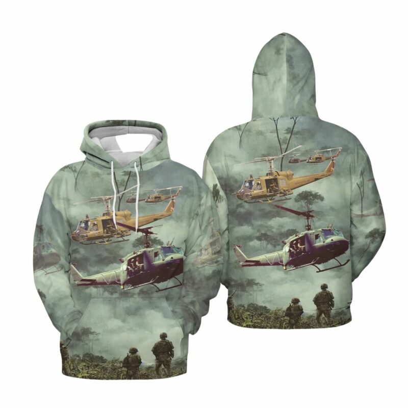 Us Army Bell Uh 1 Iroquois All Over Print Hoodie