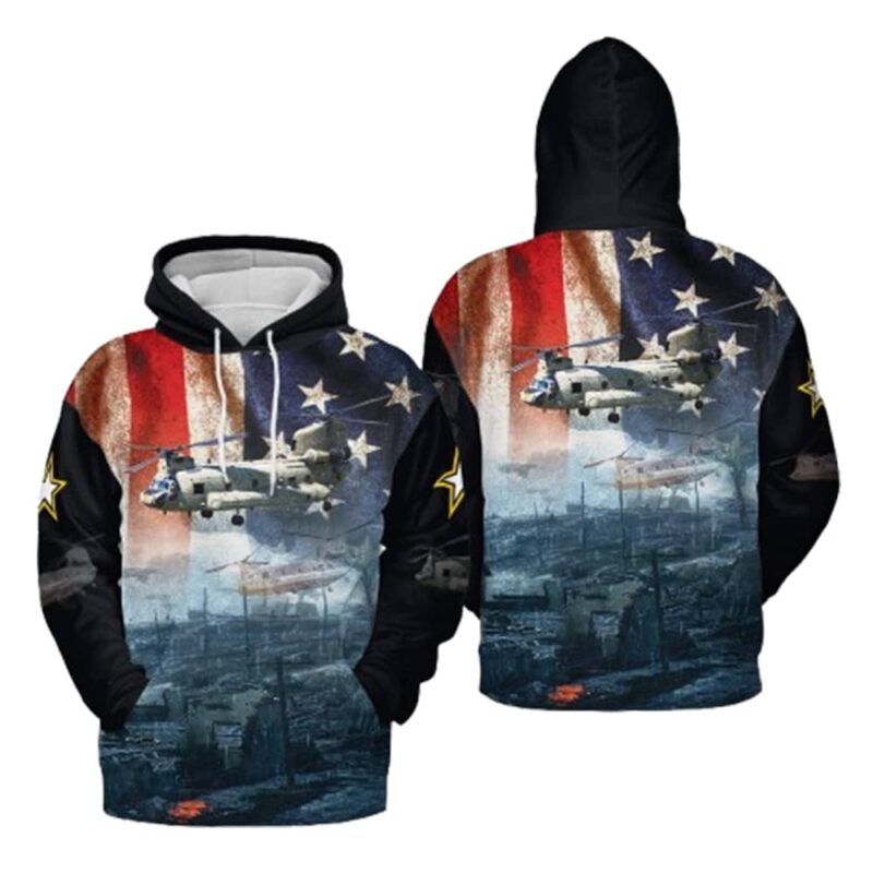 Us Army Boeing Ch 47 Chinook All Over Print Hoodie