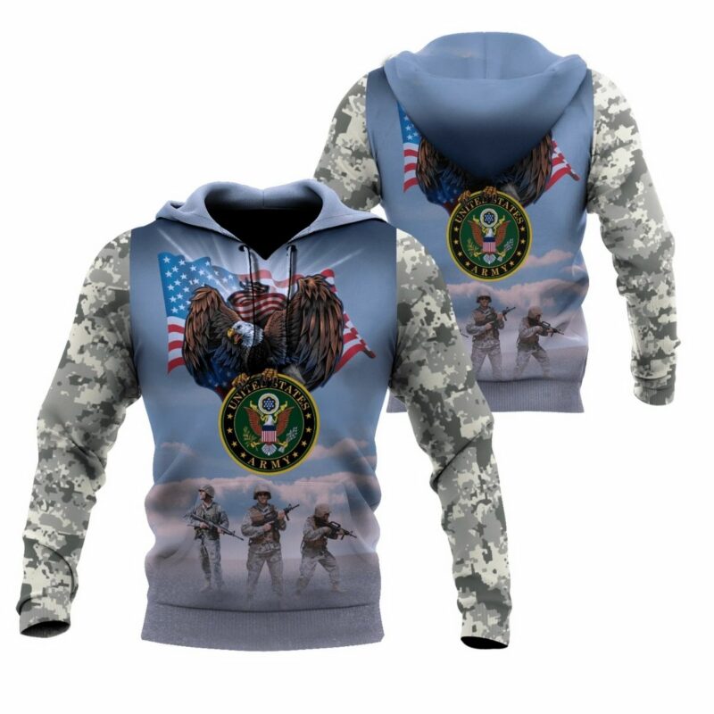 Us Army Eagle Flag Camouflage All Over Print Hoodie