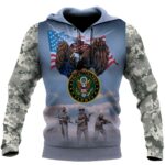 US Army Eagle Flag Camouflage All Over Print Hoodie Front