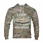 US Army M1A2 Abrams Main Battle Tank All Over Print Hoodie Front