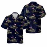 Us Army M60a1 Tank July 4th Black Pattern Hawaiian Shirt