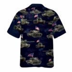 Us Army M60a1 Tank July 4th Black Pattern Hawaiian Shirt Back