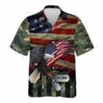 Us Army Proud Army Wife Flag Eagle Camo Pattern Hawaiian Shirt Front