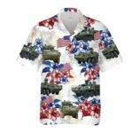 Us Army Stryker Tank Flag Hawaiian Shirt Front