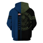 US Army US Navy Veterans Black And Blue Pattern All Over Print Hoodie Back