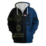 US Army US Navy Veterans Black And Blue Pattern All Over Print Hoodie Front