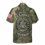 US Army Veteran Green Camouflage Army Hawaiian Shirt Back