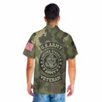 US Army Veteran Green Camouflage Army Veteran Hawaiian Shirt Back 1