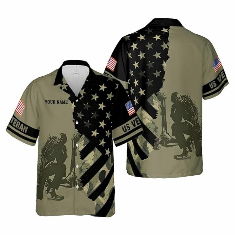 Us Army Veteran Military Pride Eagle American Flag Hawaiian Shirt