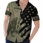 US Army Veteran Military Pride Eagle American Flag Hawaiian Shirt Front 1