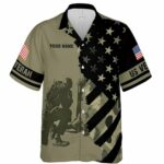 US Army Veteran Military Pride Eagle American Flag Hawaiian Shirt Front