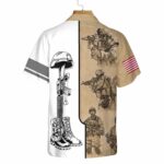 US Army Veteran Vintage Proud Veteran Hawaiian Shirt Back