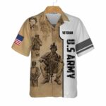 US Army Veteran Vintage Proud Veteran Hawaiian Shirt Front