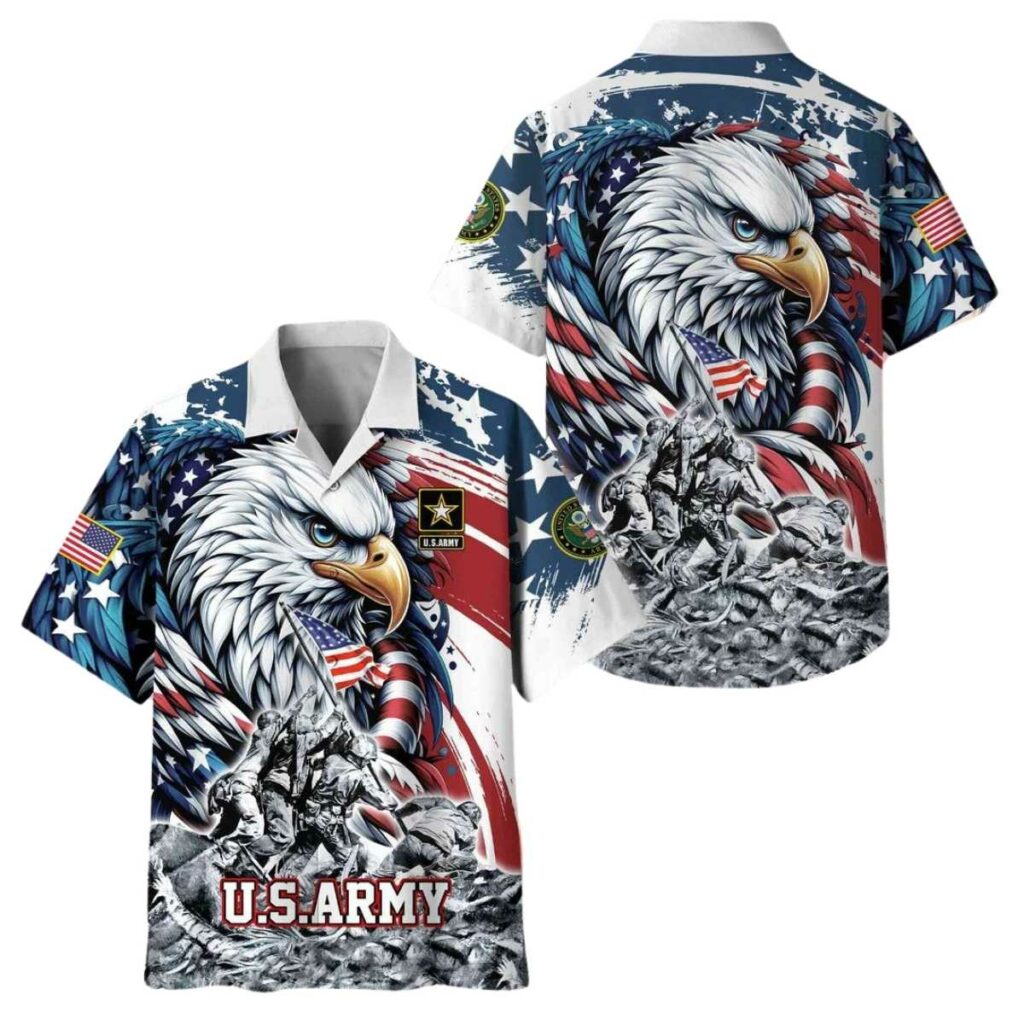 Us Army Veterans Flag Eagle Gifts For Dad, For Husband Veteran Hawaiian Shirt