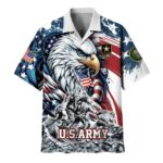 US Army Veterans Flag Eagle Gifts For Dad, For Husband Veteran Hawaiian Shirt Front