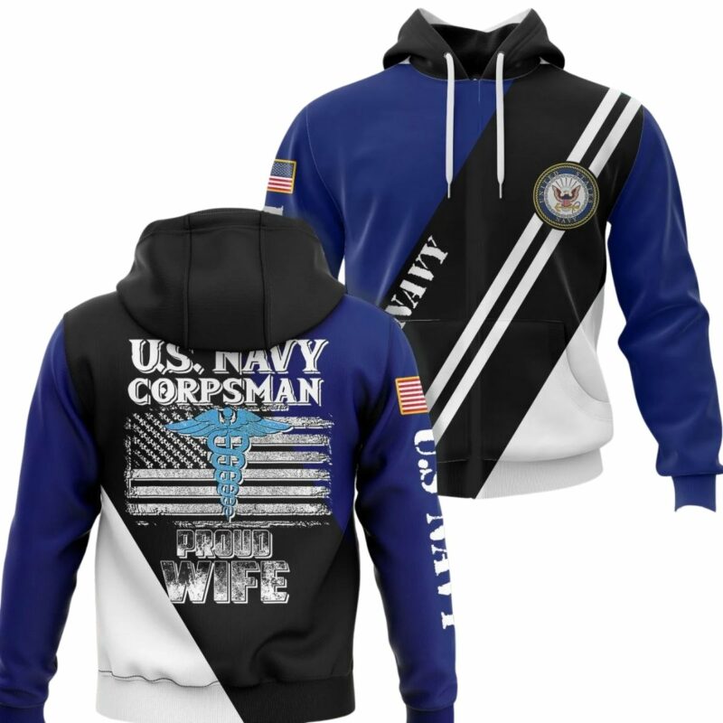 Us Navy Corpsman Proud Wife All Over Print Hoodie