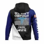 US Navy Corpsman Proud Wife All Over Print Hoodie Back