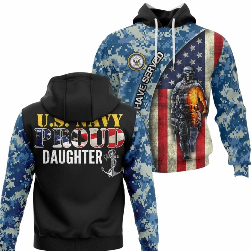 Us Navy Helicopters Us Proud Navy Daughter With American Flag Military Veteran Navy All Over Print Hoodie