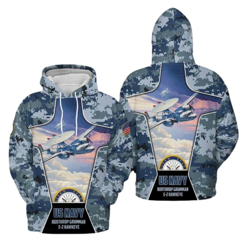 Us Navy Northrop Grumman E 2 Hawkeye All Over Print Hoodie