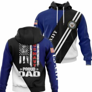 Us Navy Proud Dad Veteran Navy All Over Print Hoodie