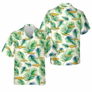 US Navy Submarine Warfare insignia Gold Palm Leaves Pattern Hawaiian Shirt