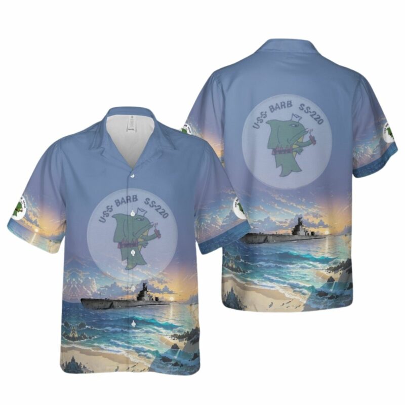 Us Navy Uss Barb Ss 220 Gato Class Submarine In Wwii Hawaiian Shirt