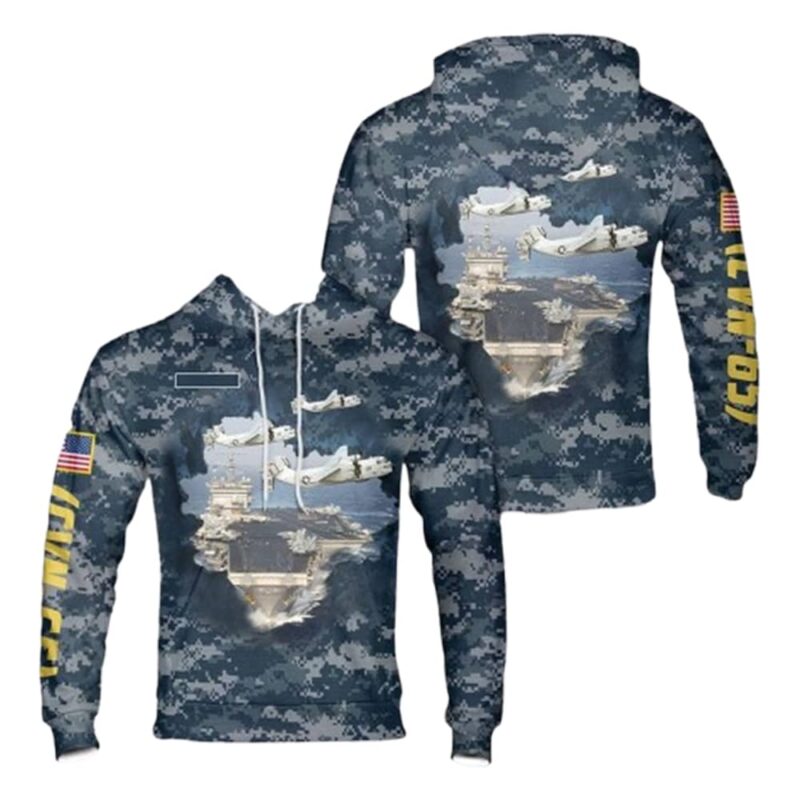 Us Navy Uss Enterprise (Cvn 65) And C 2A Greyhound Of Vrc 50 All Over Print Hoodie