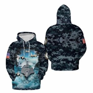 US Navy USS Independence LCS 2 Flag Camo Pattern All Over Print Hoodie