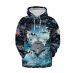 US Navy USS Independence LCS 2 Flag Camo Pattern All Over Print Hoodie Front