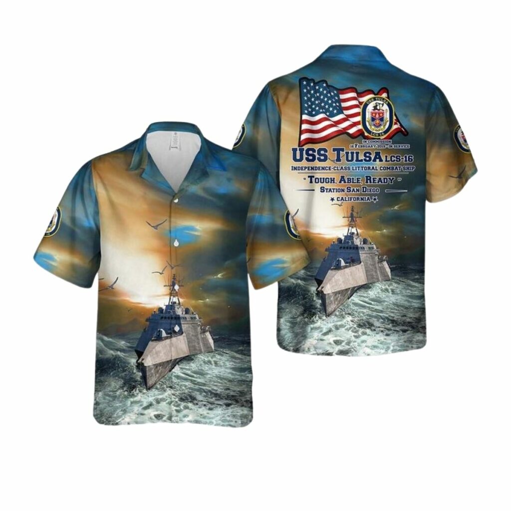 Us Navy Uss Tulsa Lcs 16 Independence Class Littoral Combat Ship Hawaiian Shirt