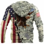 US Veteran Camouflage Eagle Flag All Over Print Hoodie Back